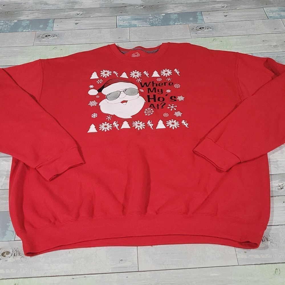 Custom Funny Santa Christmas Crew Sweatshirt sz 2XL